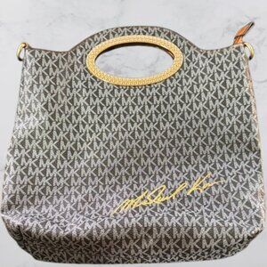 Michael Kors Black and Gold Signature Tote